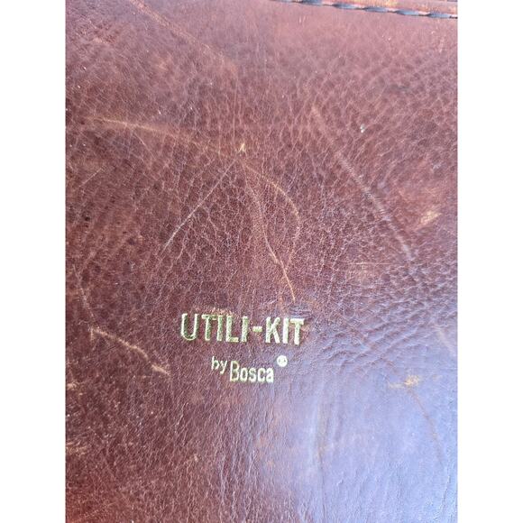 Vintage Bosca Utili-Kit Leather Travel Kit Bag Genuine Leather Brown - Picture 4 of 6